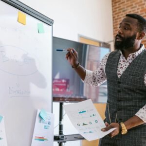 Professional presentation focused on budget planning in an office environment.